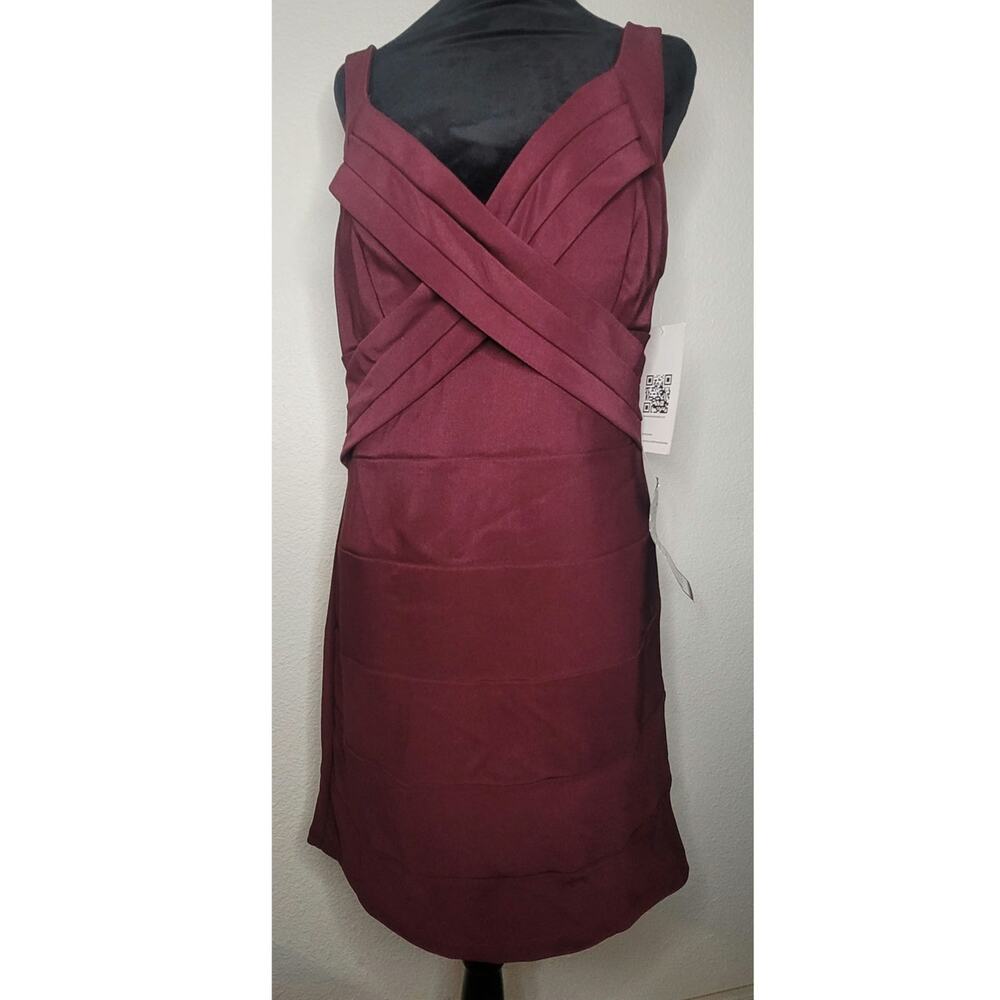 NWT Emerald Sundae Burgundy Cocktail Sheath Midi Dress Size L